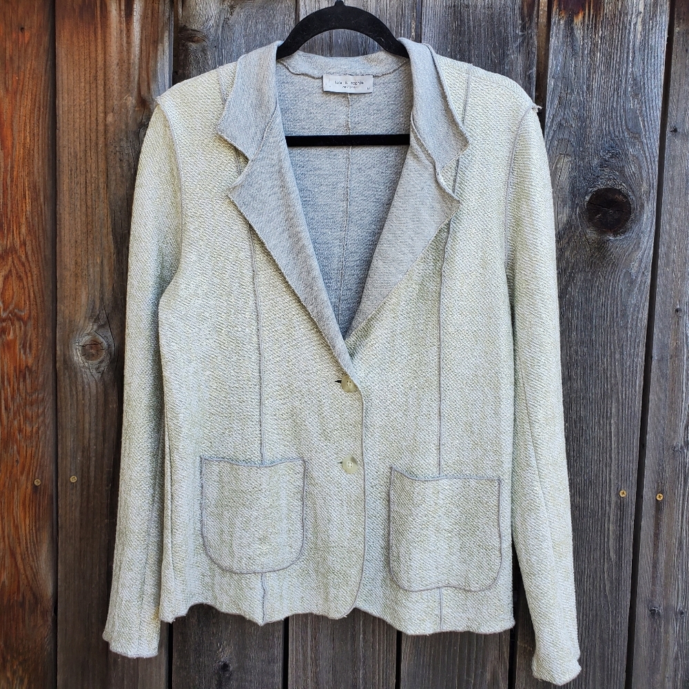 Lola & Sophie Metallic Gold Knit Blazer